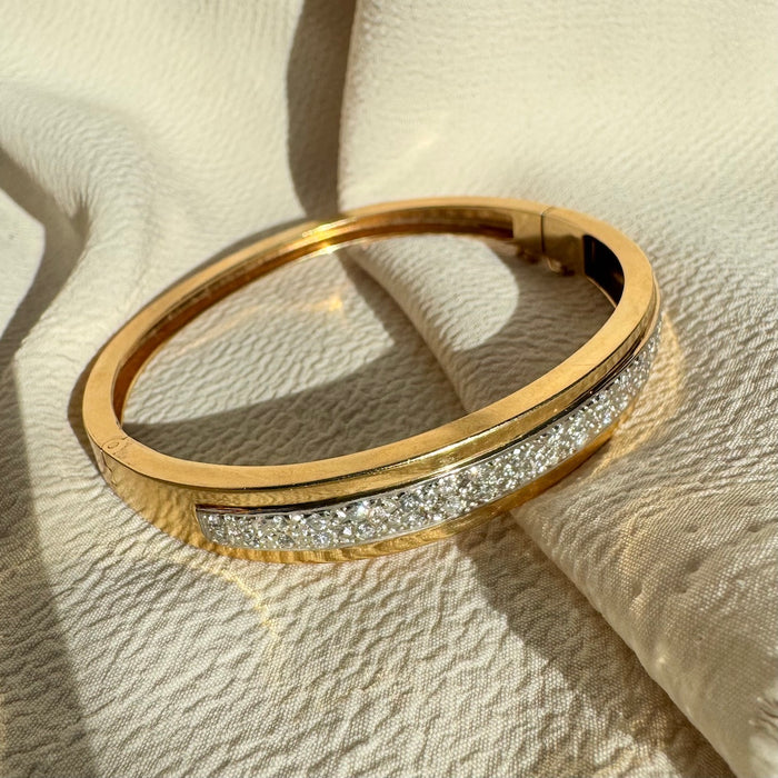 14k Pave Diamond Hinged Bangle Bracelet