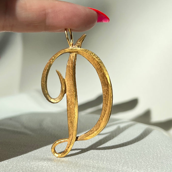 Massive 14k Letter D Pendant