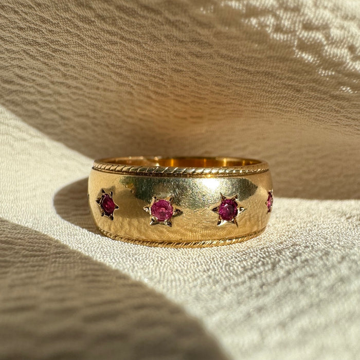 14k Ruby Star Eternity Band c. 1966