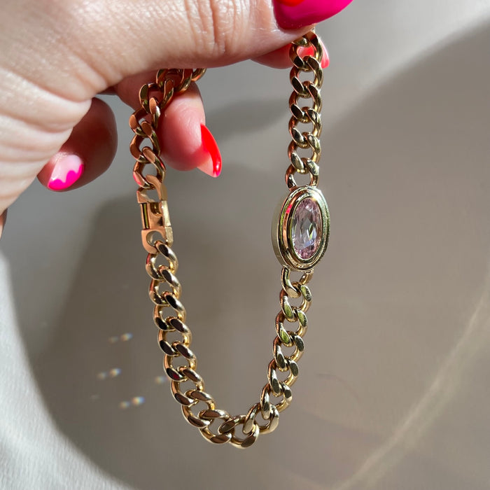 Bespoke 3.68 Carat Kunzite Curb Bracelet