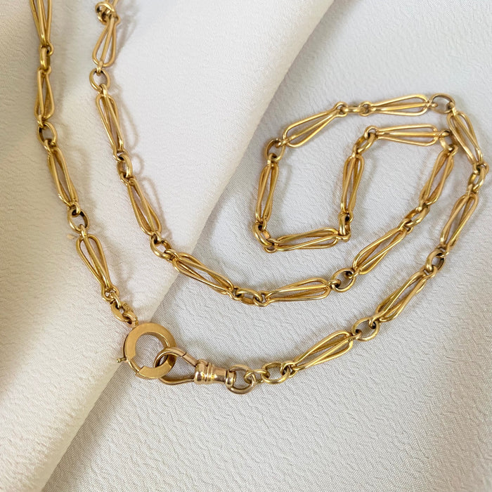 Unique 22" 14k Fancy Link Watch Chain