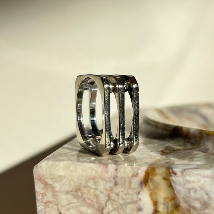 Modernist Square 14k White Gold Ring