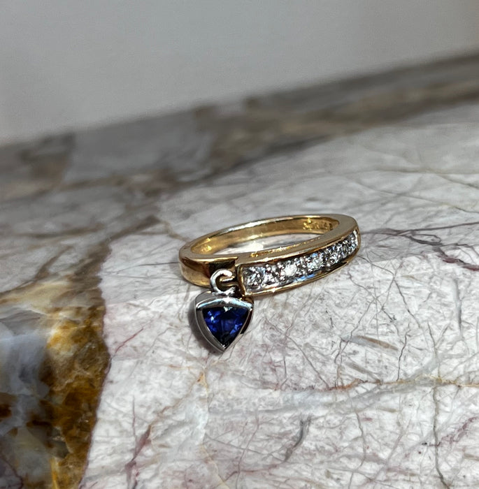 Adorable 14k Tanzanite Diamond Charm Ring