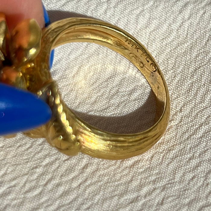 Vintage Designer 18k Diamond Floral Ring