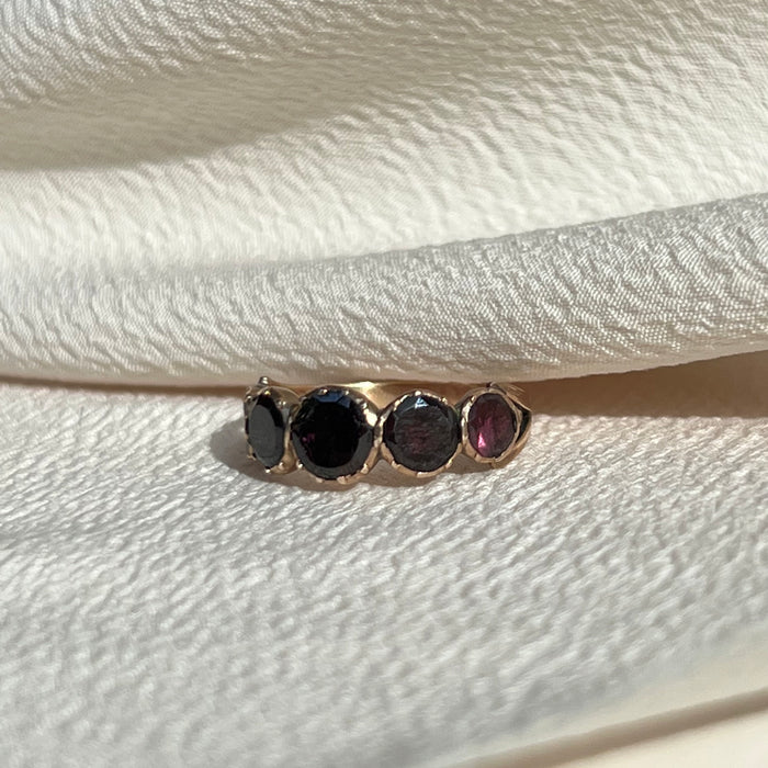 Georgian Foiled Garnet Half Loop Ring