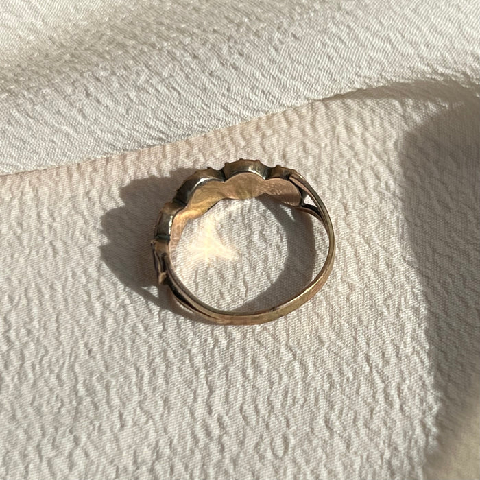 Georgian Foiled Garnet Half Loop Ring