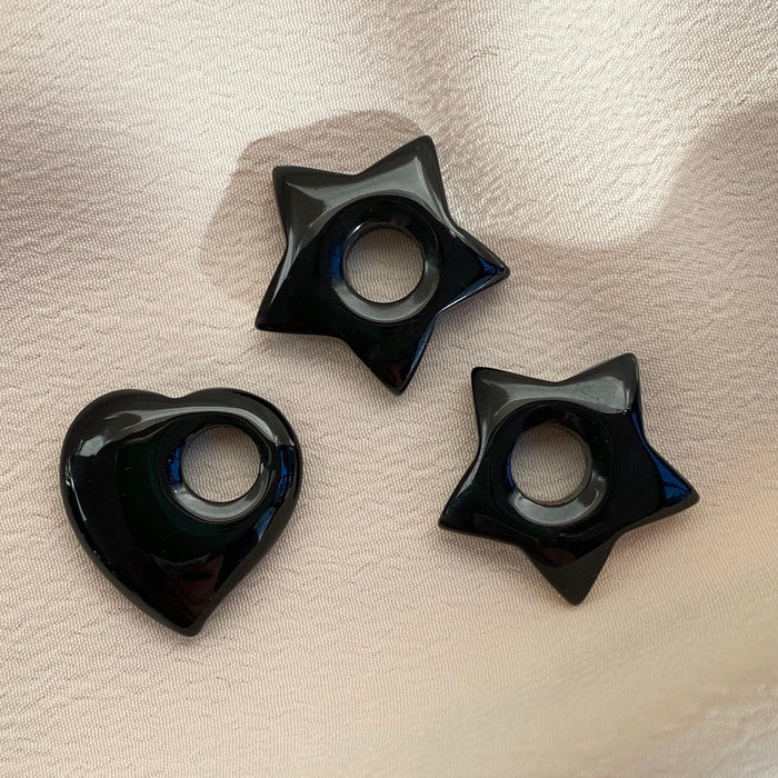 Deadstock Puffy Onyx Star and Heart Charms Circa 1993